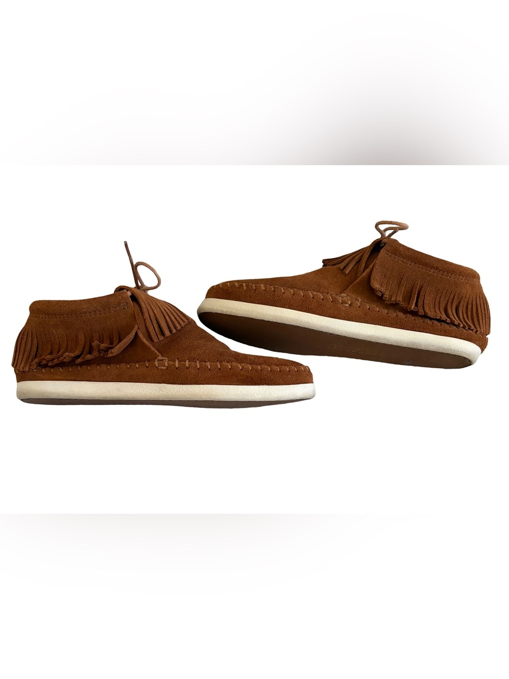 Women’s MinneTonka Suede Fringe Moccasin Sneakers - Brown